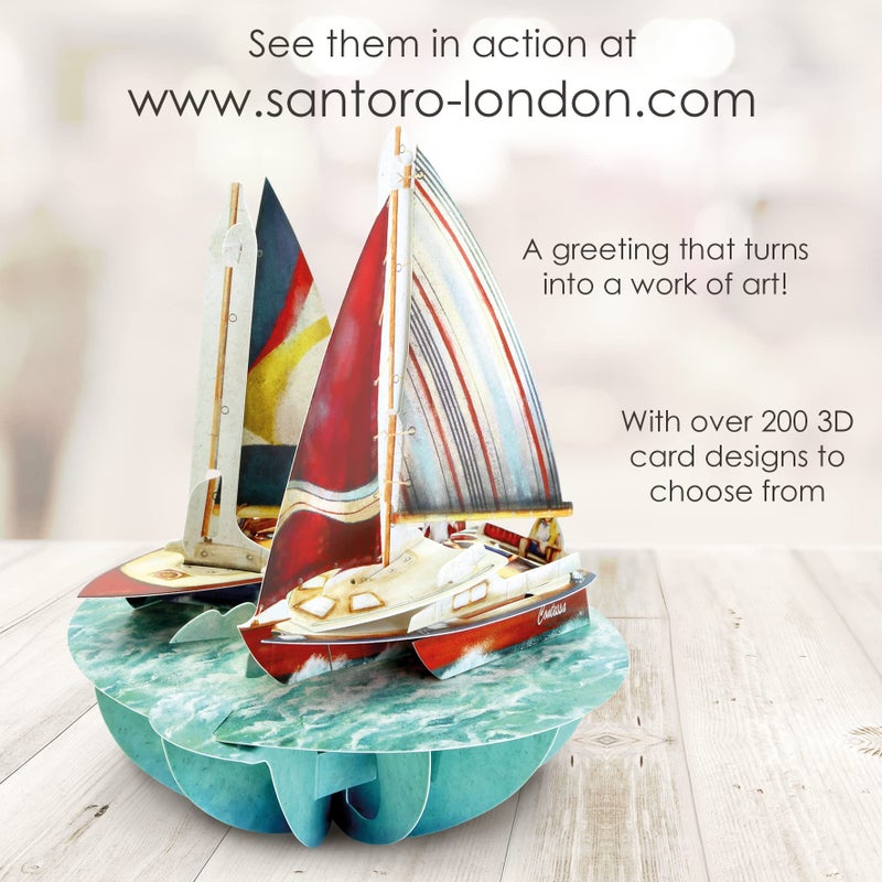 SANTORO Pirouette, 3D Pop Up Greeting Card - Sailing - Birthday Greeting Card, Graduation, Dad, Son, Birthday, Father's Day, Travel, Water Sports - Image 5